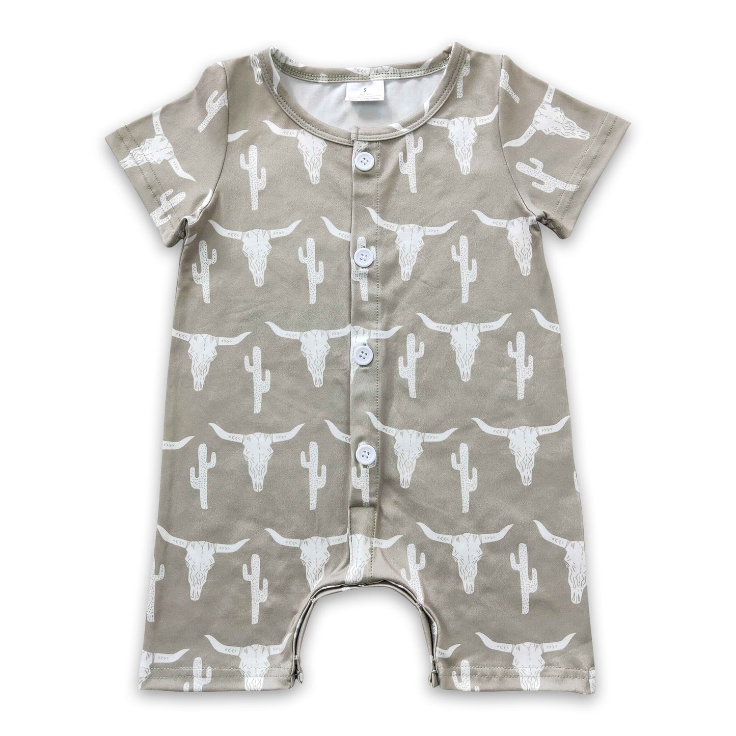 Bull skull cactus baby boy western romper ship from US