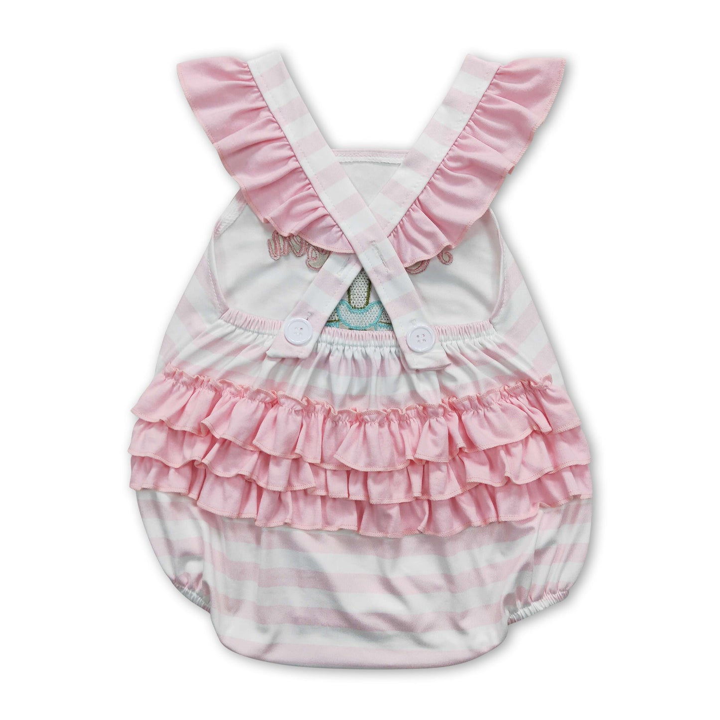 Pink stripe He is risen baby girls easter bubble