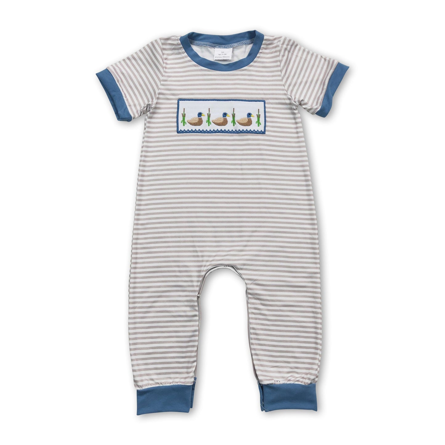 Short sleeves stripe duck baby boy romper ship from US