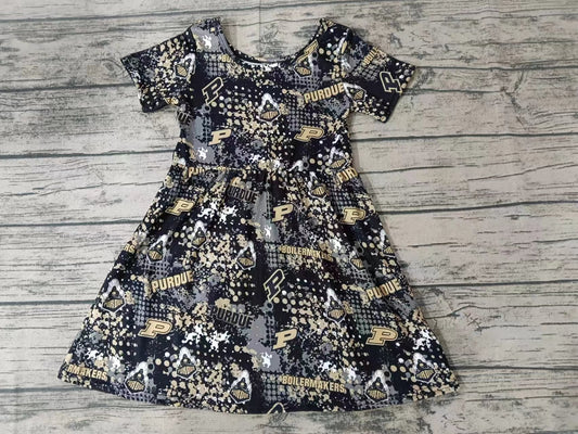 MOQ 3 pcs short sleeves P black girls team dress