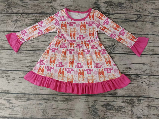 MOQ 3 pcs long sleeves little sister floral girls dresses