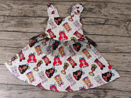 MOQ 3 pcs Flutter sleeves tulle princess baby girls dress