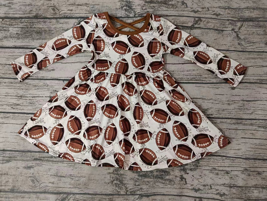 MOQ 3 pcs long sleeves brown football girls team dresses