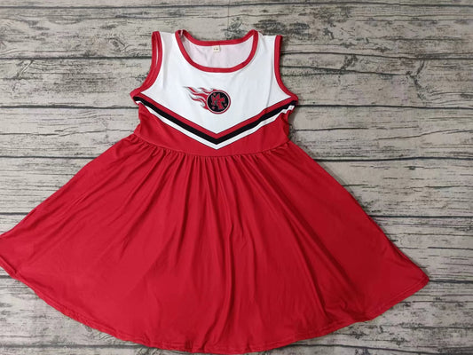 MOQ 3 pcs M T sleeveless white red girls team dresses