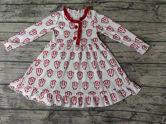 MOQ 3 pcs I U white long sleeves girls team night gown