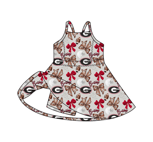 MOQ 5 pcs straps football G bows girls team athletic dress