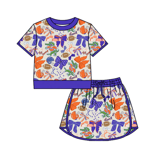 MOQ 5 pcs crocodile bow tiger football girls team active set