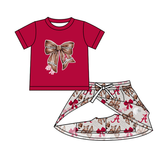 MOQ 5 pcs A football bow top skirt girls team outfits