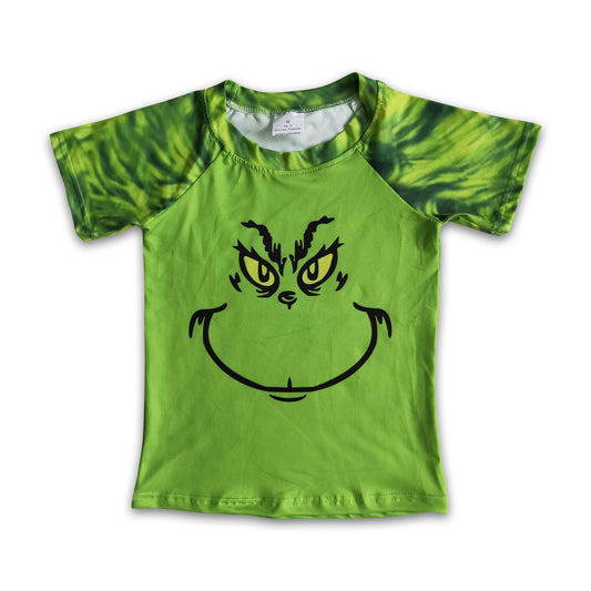 Green face short sleeve boy Christmas raglan