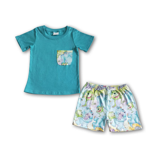 Short sleeve cotton shirt shorts boy summer boutique clothes