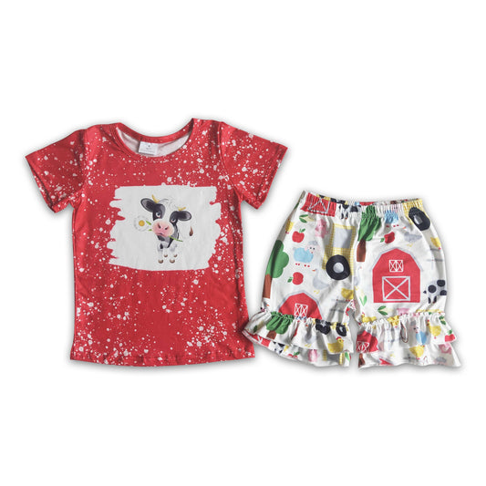 Girl Cow Farm Short Outfit