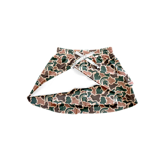 MOQ 5 pcs green camo kids girls team active skirt