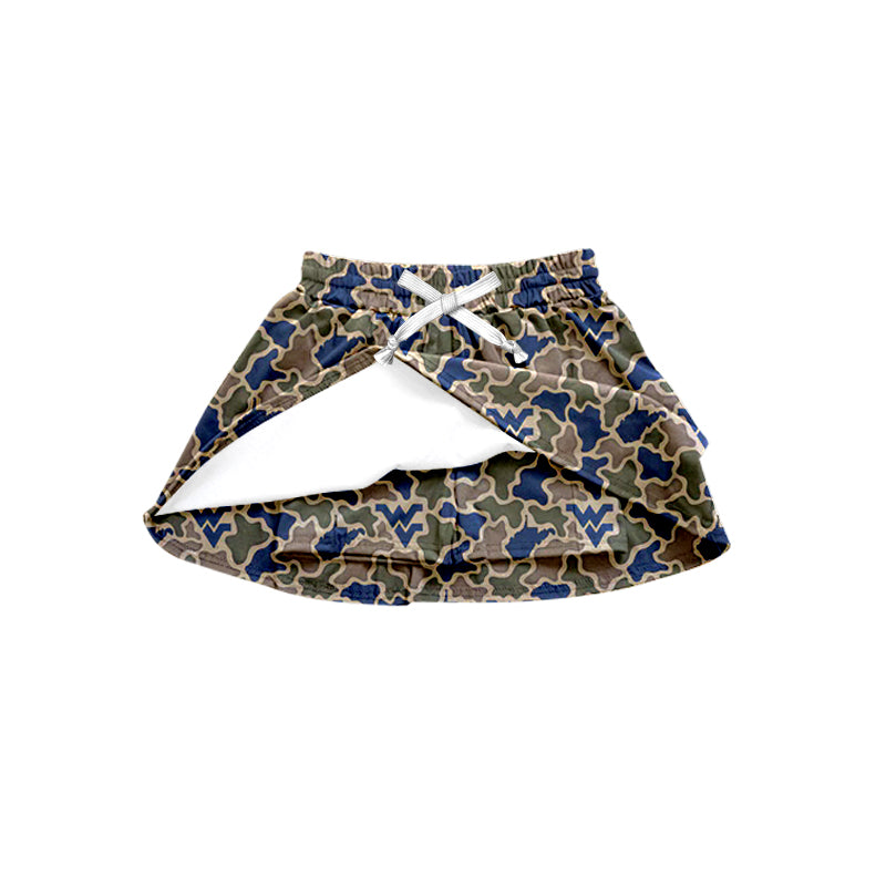 MOQ 5 pcs W V camo kids girls team active skirt