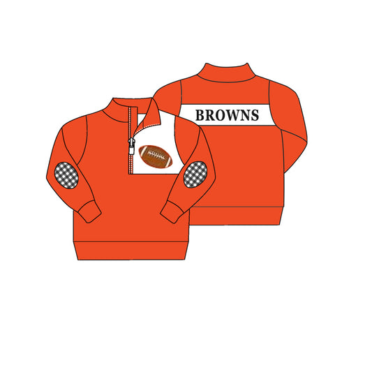 MOQ 3 pcs Long sleeves orange football baby kids team pullover