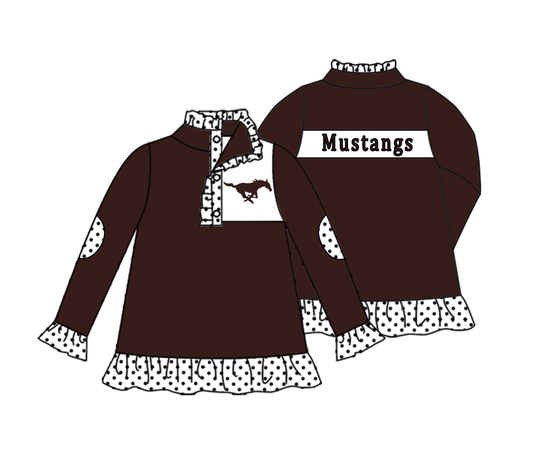 Deadline July 17 2025 mustangs long sleeves polka dots girls team pullover