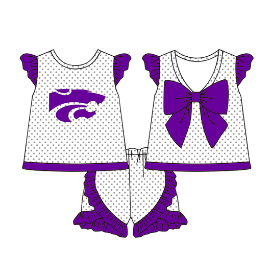 Deadline July 17 2025 purple polka dots bow kids girls team clothes