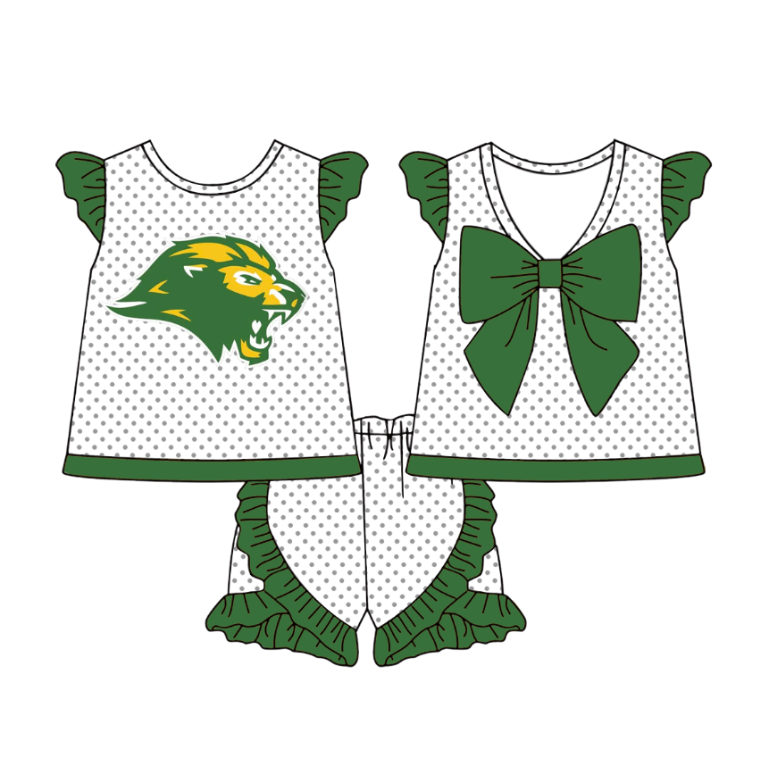 Deadline July 17 2025 lion green polka dots bow kids girls team clothes