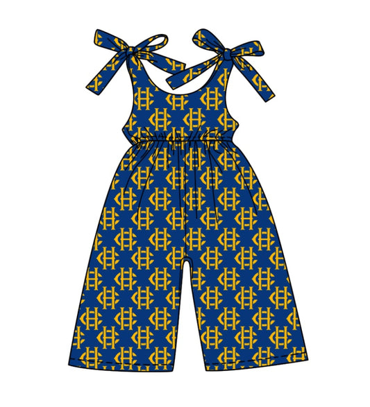 Deadline July 15 2025 blue yellow straps girls team jumpsuit