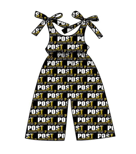 Deadline July 15 2025 P black straps girls team jumpsuit