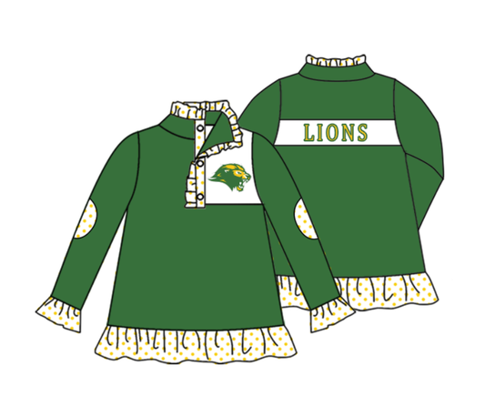 Deadline July 17 2025 Lions green long sleeves polka dots girls team pullover