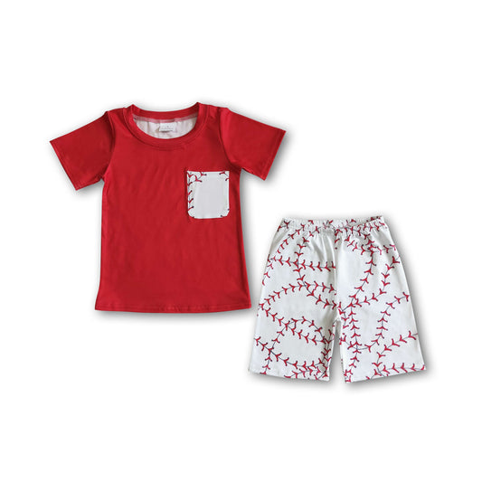 Red pocket shirt baby boy baseball clothes