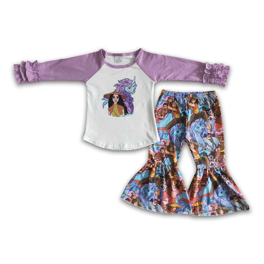 Lavender long sleeve shirt pants girls clothing set