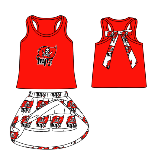 Deadline July 15 2025 sleeveless red flag bow top skirt girls team clothes