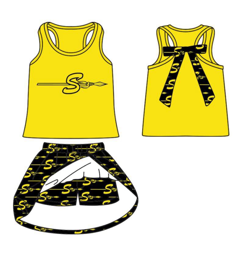 Deadline July 15 2025 sleeveless S yellow bow top skirt girls team clothes