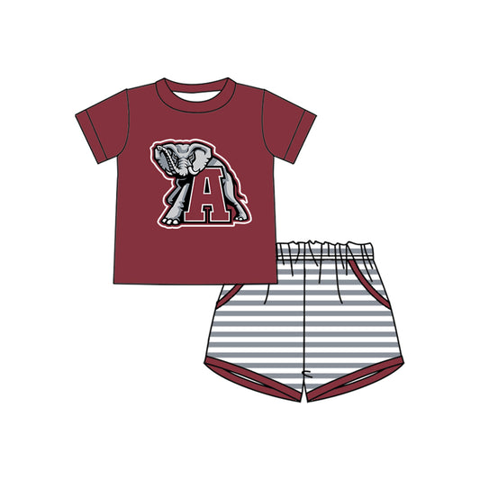 MOQ 5 pcs elephant A top stripe shorts boys team outfits