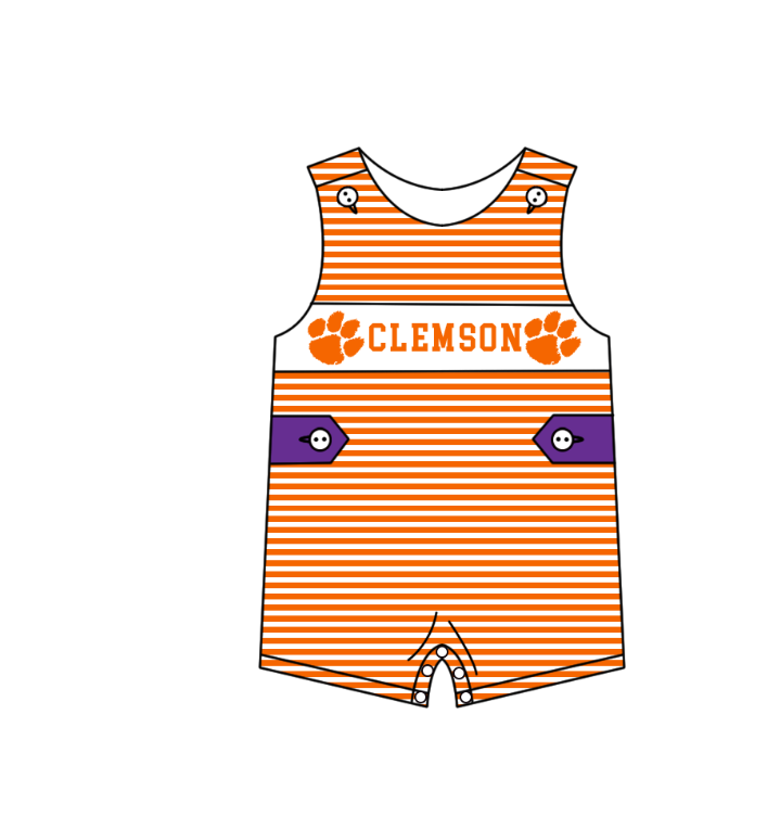 MOQ 5 pcs orange stripe sleeveless C baby boys team romper