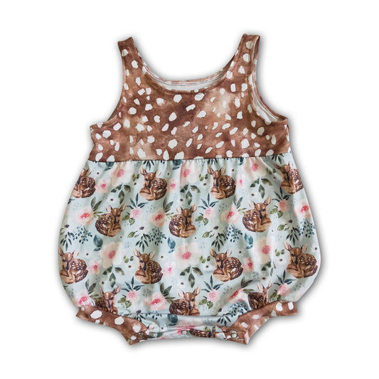 Sleeveless deer print baby summer romper