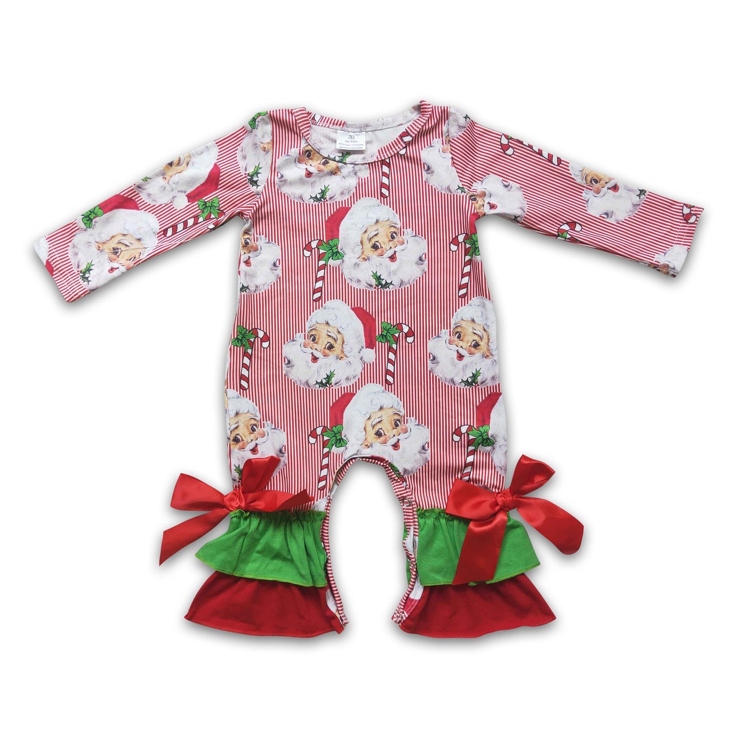 Santa print baby girls Christma romper