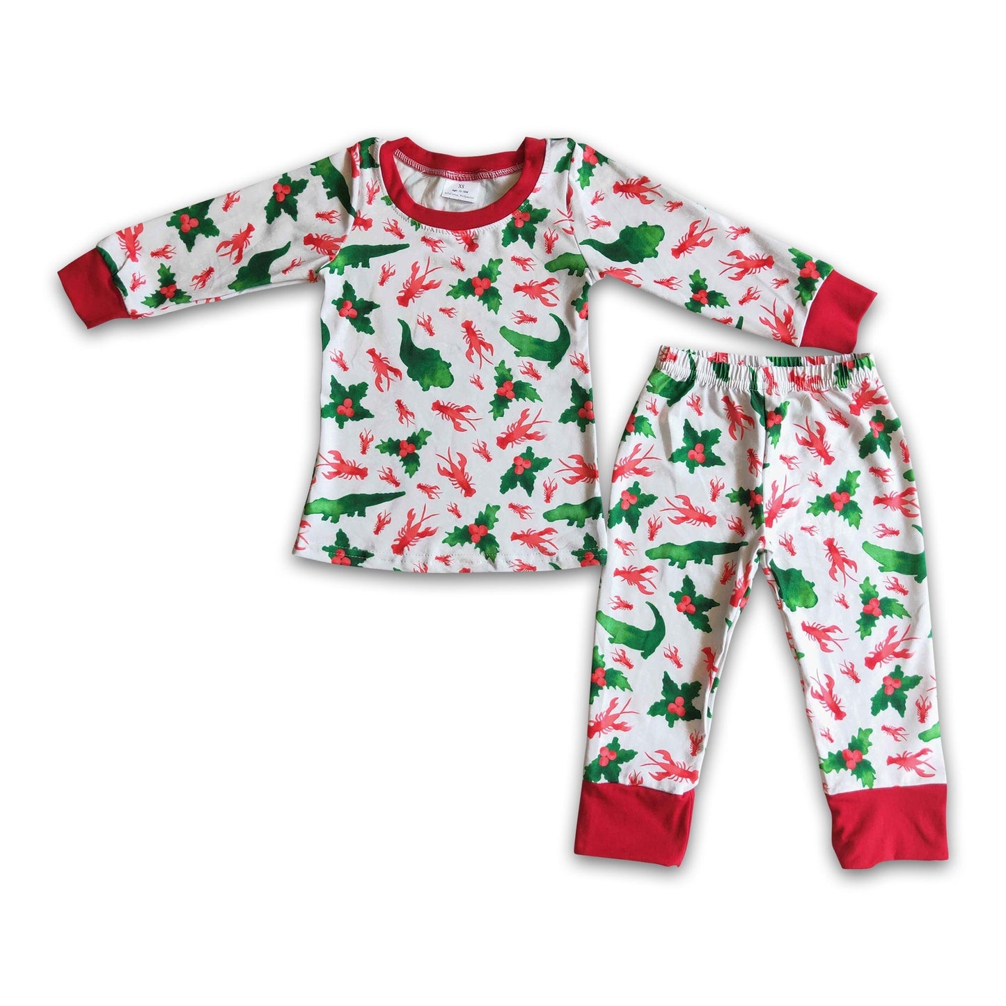 Christmas crocodile crawfish boy pajamas