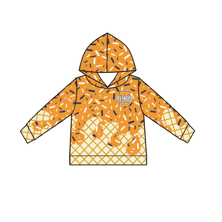MOQ 3 pcs I yellow ice cream sprinkle toddler kids team hoodie