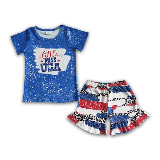 Little miss USA shirt ruffle shorts kids 4th of july clothes