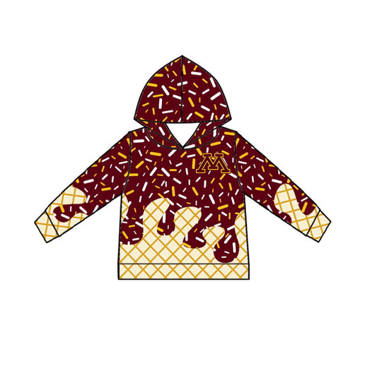 MOQ 3 pcs maroon orange ice cream sprinkle toddler kids team hoodie
