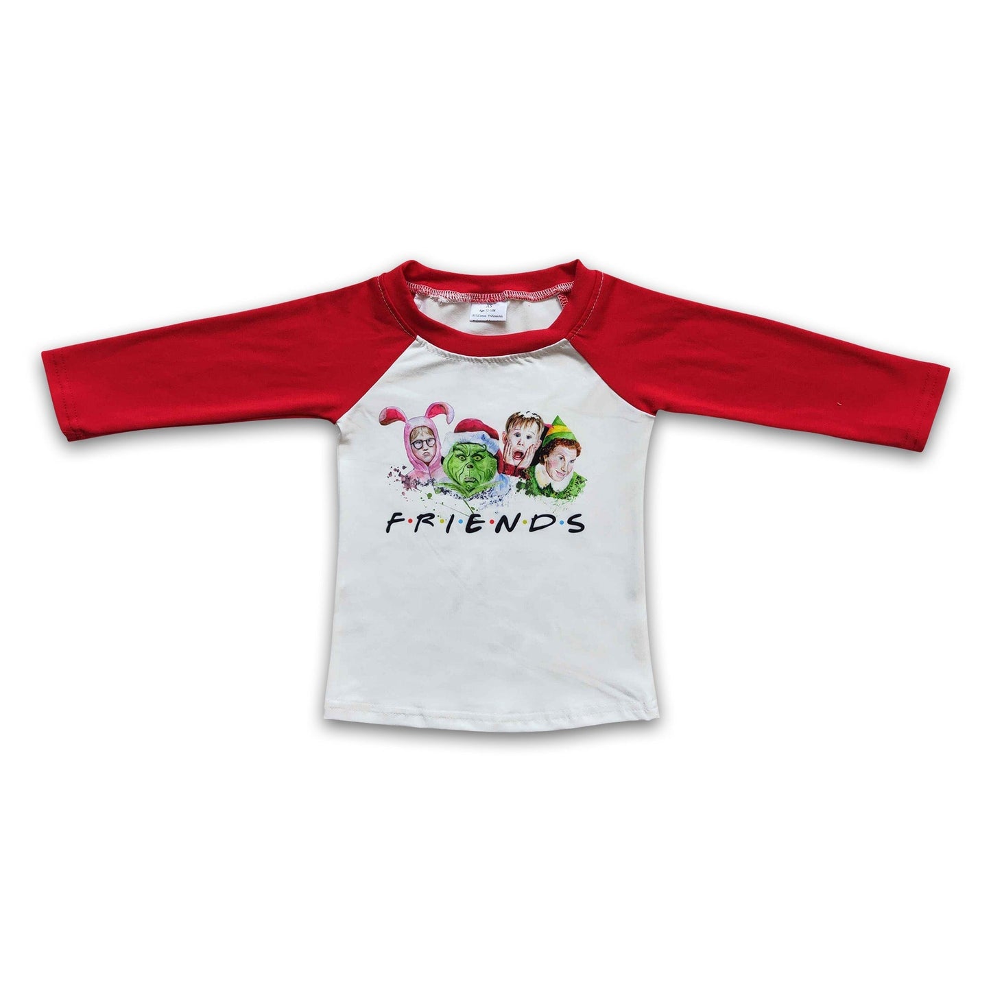 Friends green face screen print boy long sleeve Christmas shirt