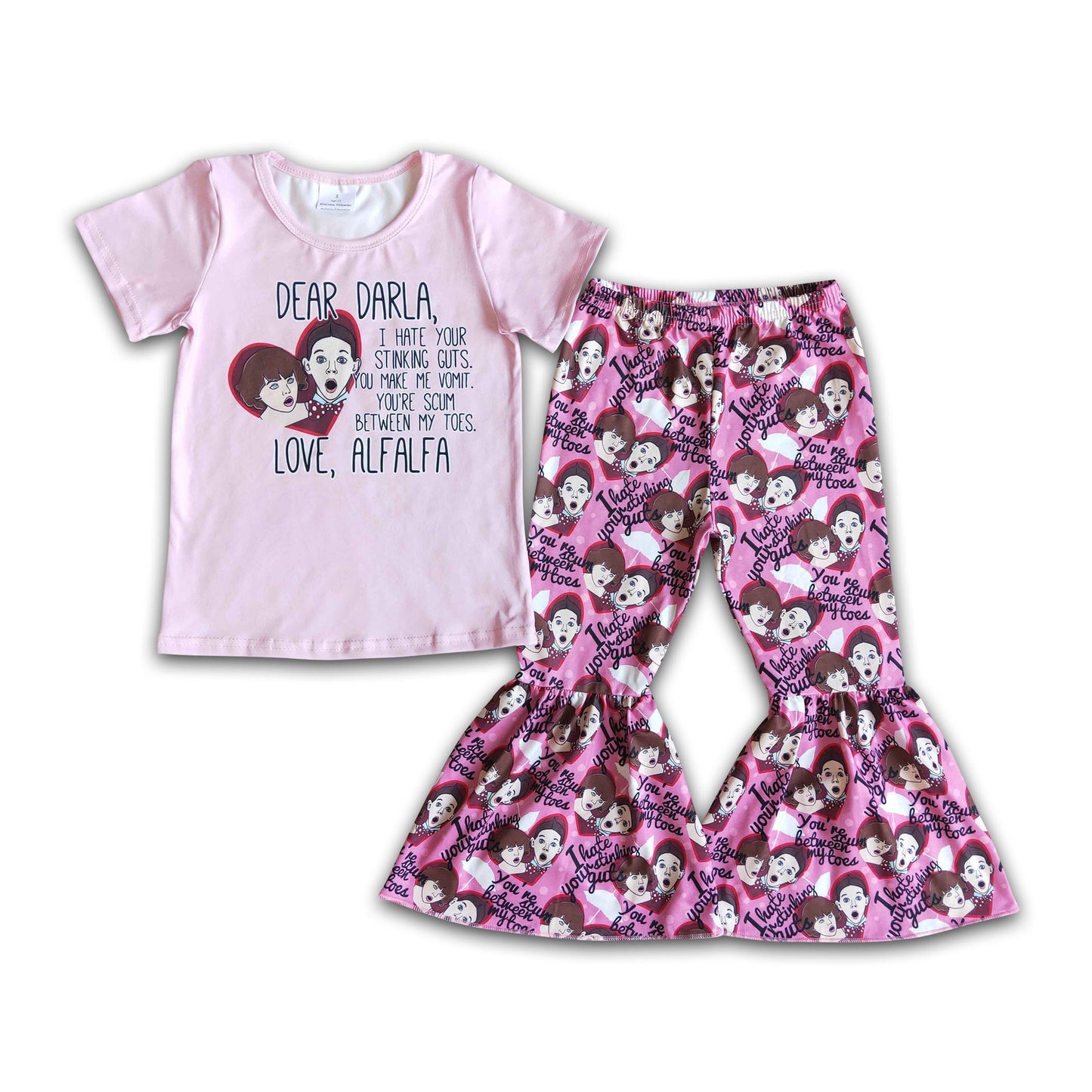 Dear Darla pink shirt bell bottom pants baby girls clothing