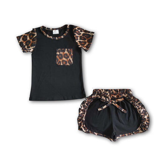 Black leopard pocket girls summer outfits