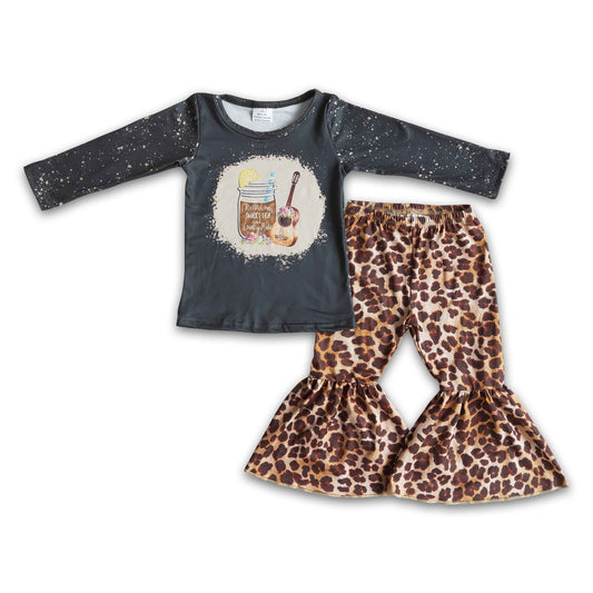 Guitar shirt leopard bell bottom pants kids boutique clothes