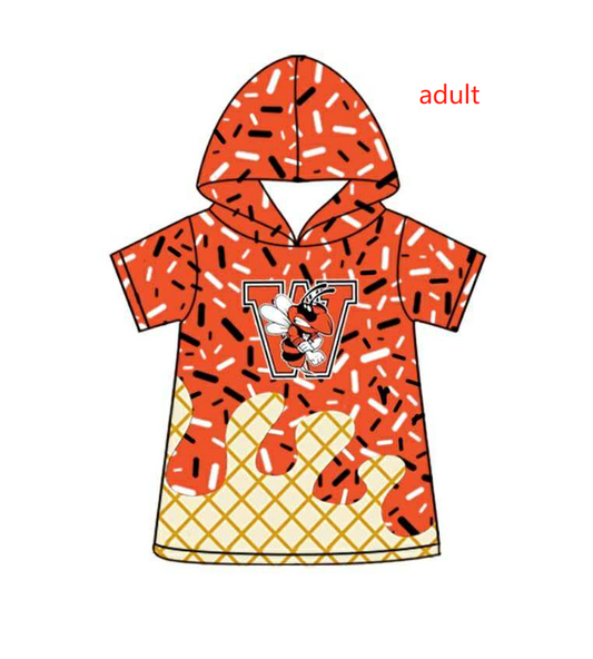 Deadline July 29 2025 short sleeves orange ice cream adult team hoodie