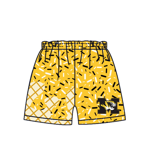 MOQ 3 pcs M yellow ice cream sprinkle boys team shorts