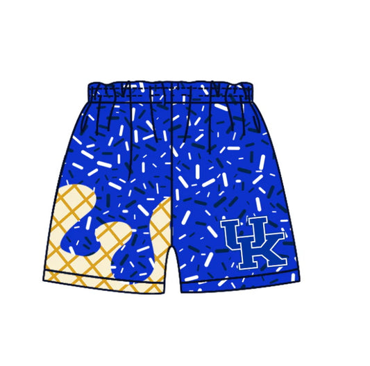 MOQ 3 pcs U K blue ice cream sprinkle boys team shorts