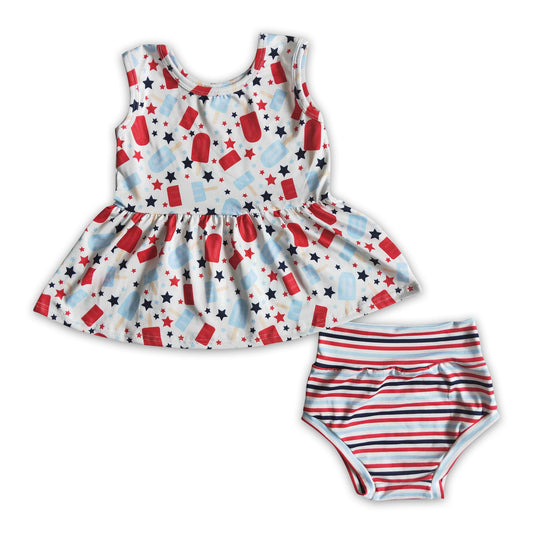 Girl Star Striped Bummies set