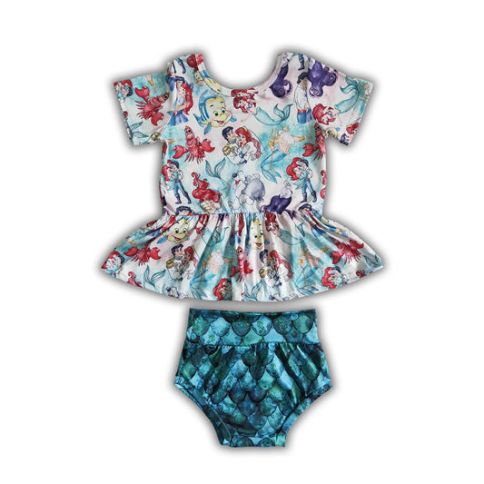 Short sleeve princess peplum bummies baby outfits