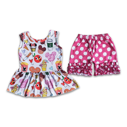 Sleeveless snacks peplum ruffle shorts girls summer outfits