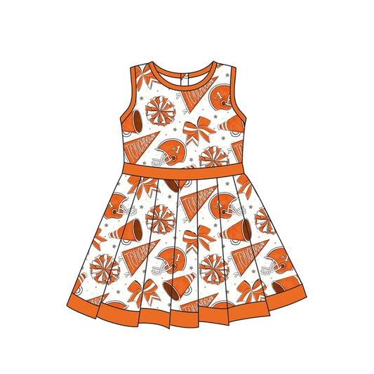 MOQ 5 pcs orange touchdown cheer girls team athletic dress