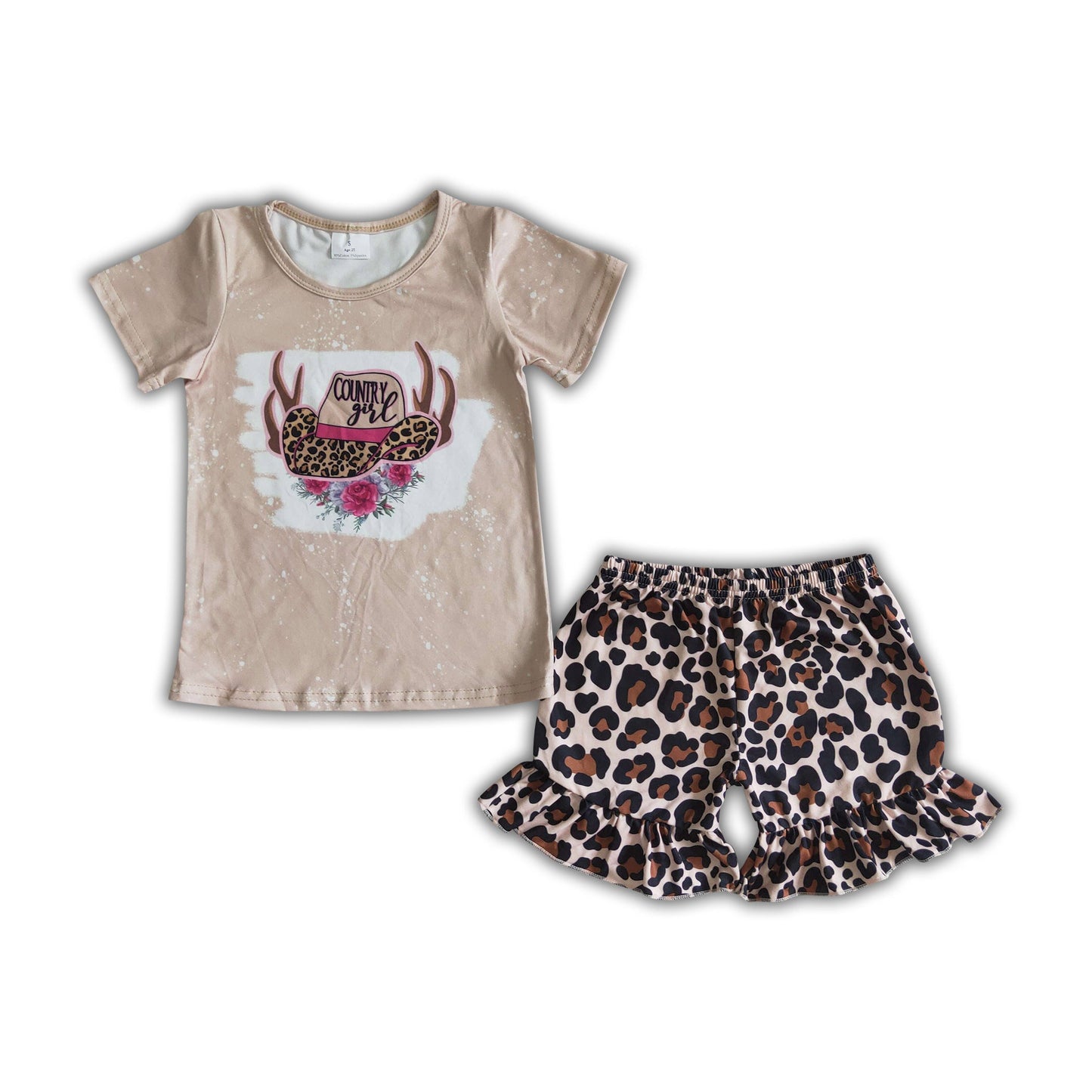 Country girl shirt leopard shorts girls summer clothes