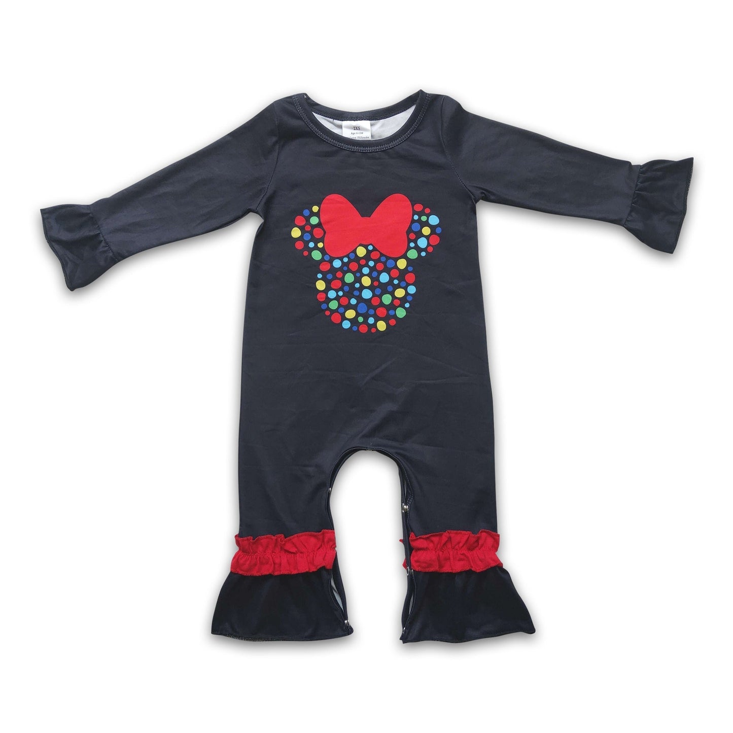 Polka dots mouse screen print baby girl Christmas romper