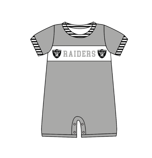 MOQ 5 pcs gray short sleeves R baby boys team romper
